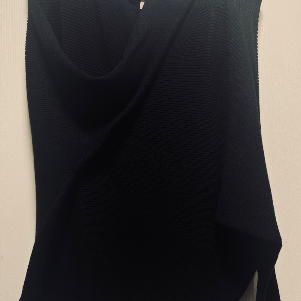 Chic Black Knit Poncho